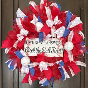 Baseball Wreath: Summer Sports Door Decor, Game Day Team Spirit