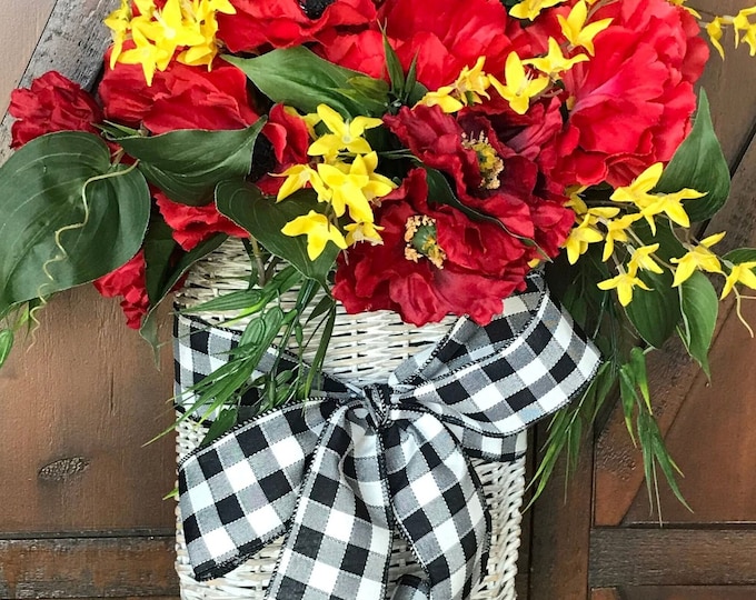 Door Basket for Front Door Spring Flower Basket for Front Etsy