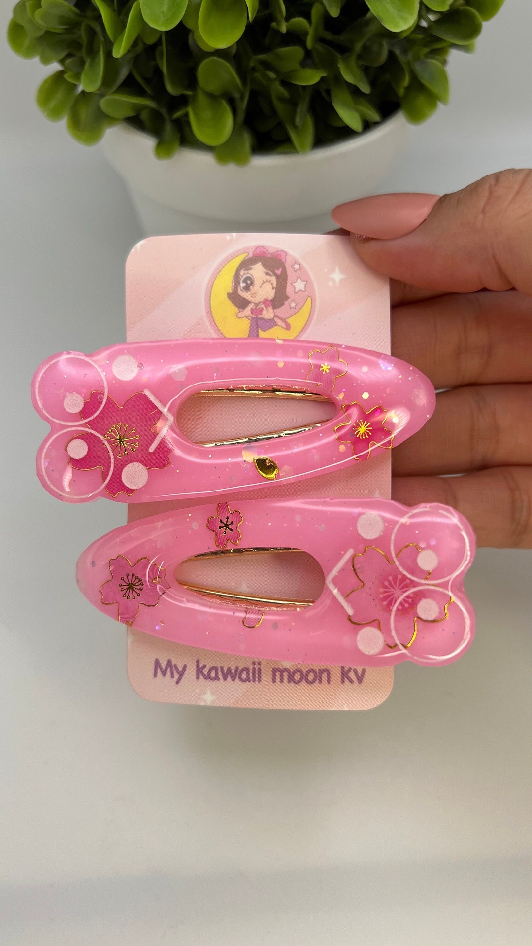 Cute Frog Hair Clips Handmade Resin Barrette Sakura Cherry Etsy