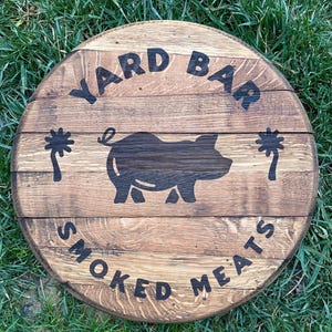 Custom Laser Engraved Bourbon Barrel Head