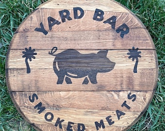 Custom Laser Engraved Bourbon Barrel Head