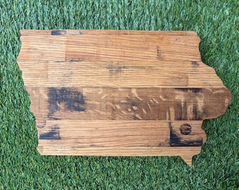 Iowa Handcrafted Bourbon Barrel State Cutout Art FREE SHIPPING