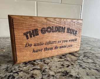 Laser Engraved Wood Sign Plaque "The Golden Rule" FREE SHIPPING