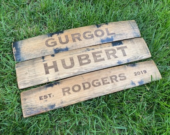 Bourbon Barrel Stave Personalized Wall Hanging FREE SHIPPING