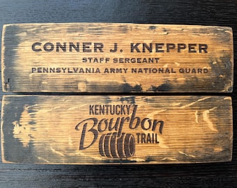 Bourbon Barrel Stave Personalized Office Desk Name Plate Laser Engraved FREE SHIPPING