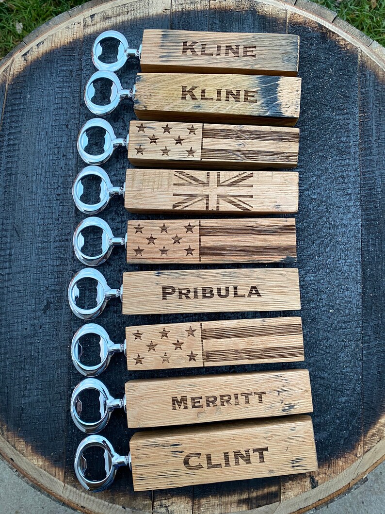 Bourbon Barrel Stave Personalized Bottle Opener Etsy