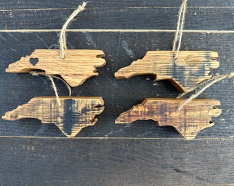 Bourbon Barrel Wood North Carolina Ornament