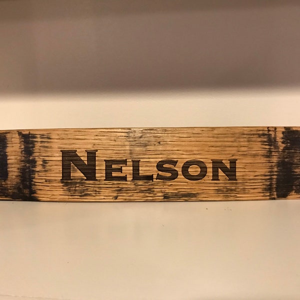 Bourbon Barrel Stave Personalized Office Desk Name Plate Laser Engraved FREE SHIPPING