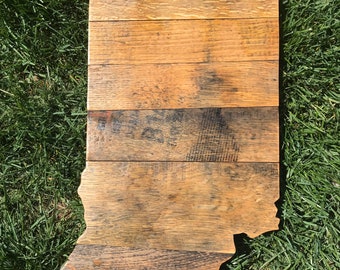 Bourbon Barrel Wood Indiana Cutout 20” Handmade