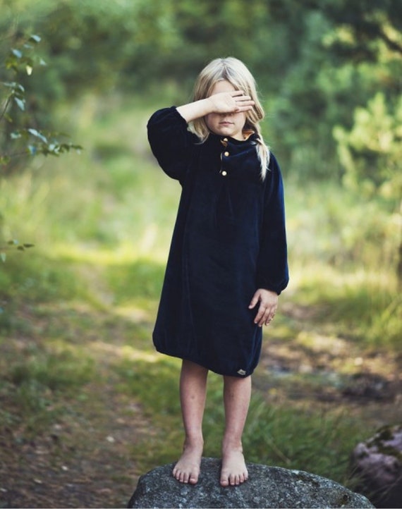 girls blue velvet dress