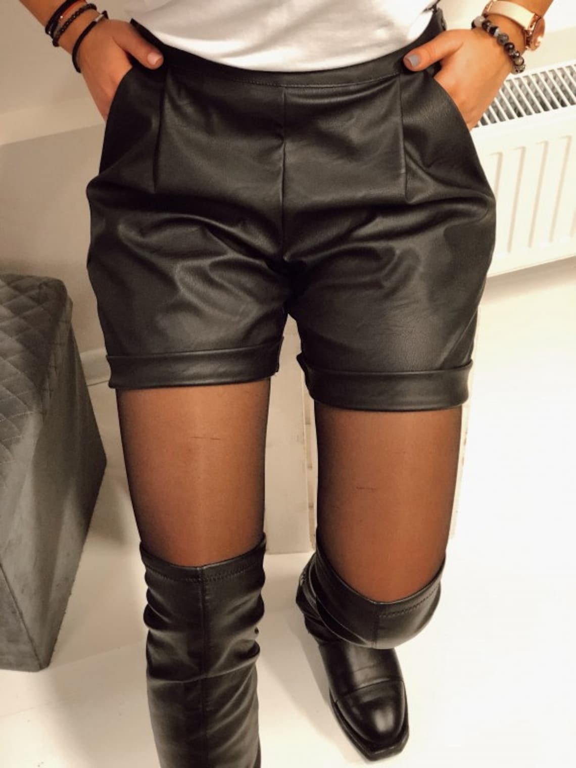 leather shorts pattern