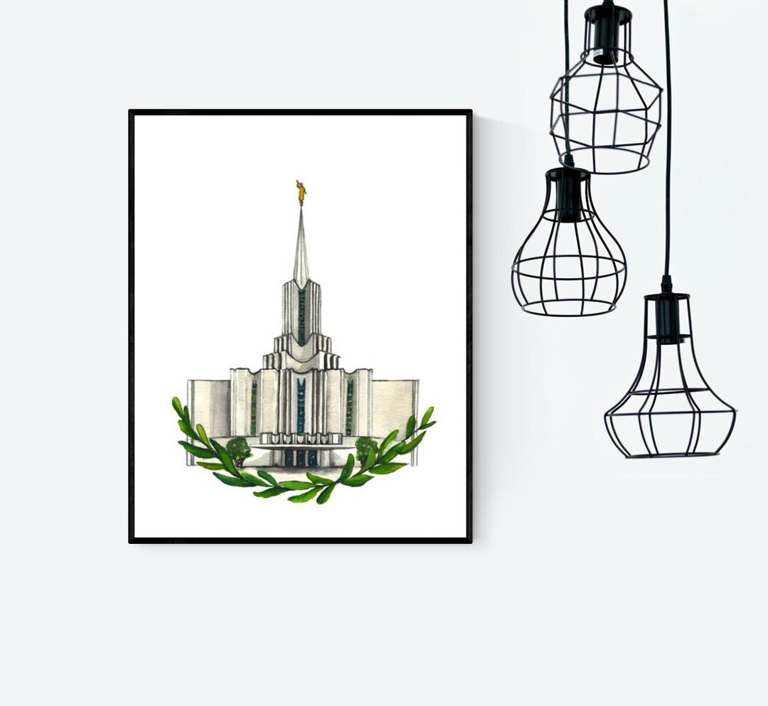 Jordan River Temple Watercolor Portrait the Church of Jesus Etsy