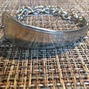 Vintage silverware silver plated half bracelet with chunky stainless steel chain and lobster claw clasp