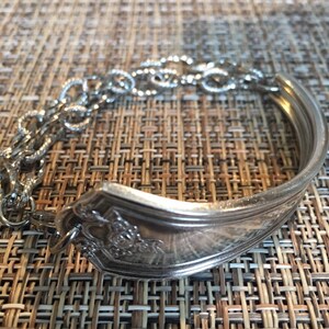 Vintage silverware silver plated half bracelet with chunky stainless steel chain and lobster claw clasp