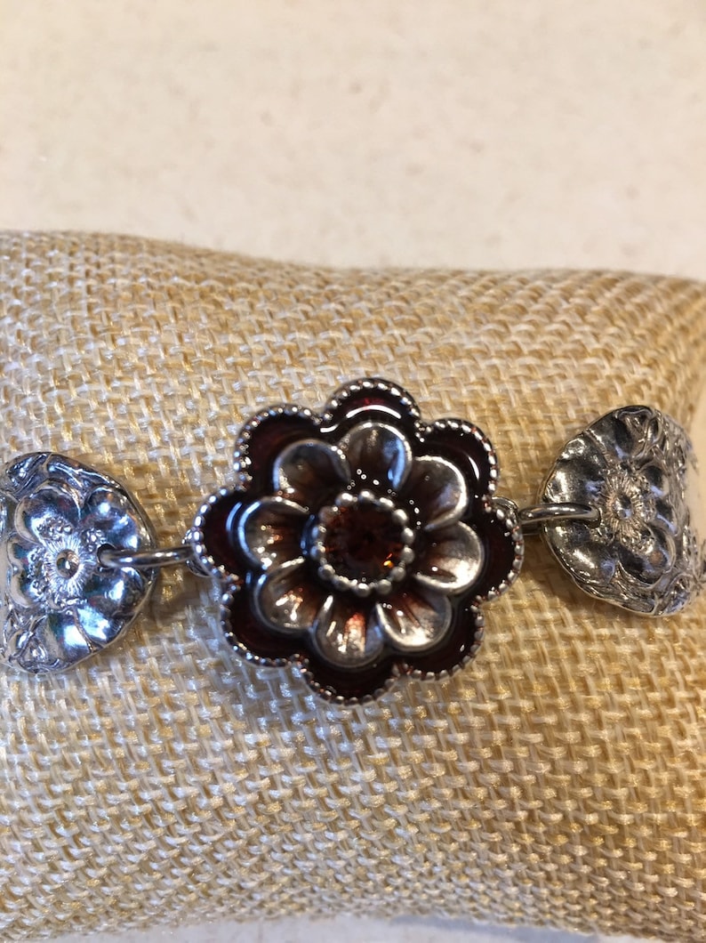 Vintage silverware silver plated interchangeable snap button bracelet with magnetic clasp 7 14 inch wrist