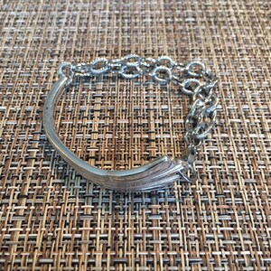 Vintage silverware silver plated half bracelet with chunky stainless steel chain and lobster claw clasp