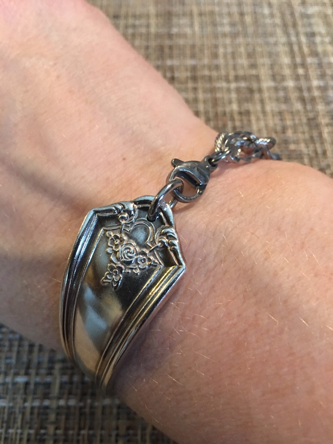 Vintage Silverware Silver Plated Half Bracelet With Chunky Stainless