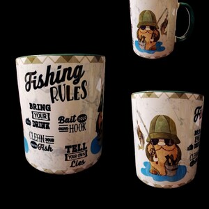 Fishing rules, Great mug for fisherman, angler Fathers Day Birthday gift for the angler
