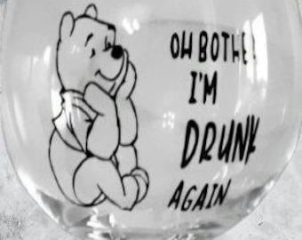 Bear who loves honey gin glass