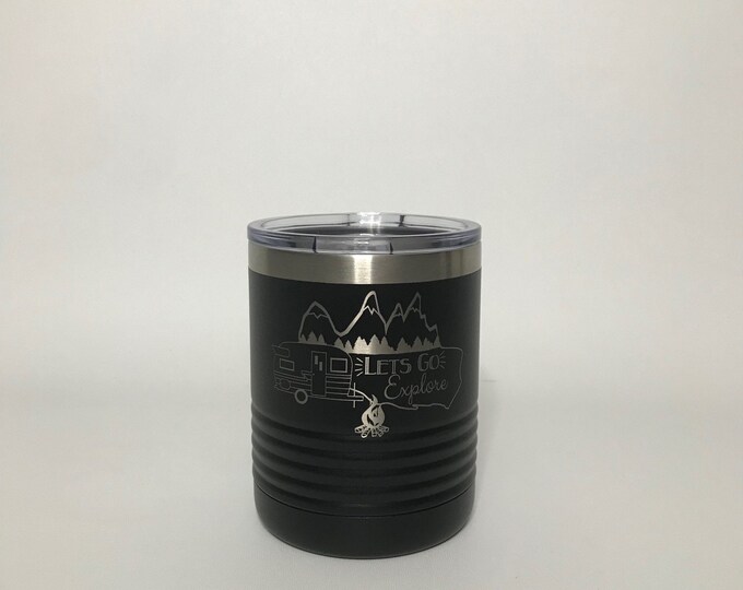Coffee cup //10 OZ polar camel tumbler//Double wall vacuum insulation with lid//Custom Laser cup//letgotexplore// camping cups