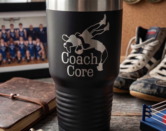 Custom Laser Engraved Tumbler: Wrestling Coach Gift