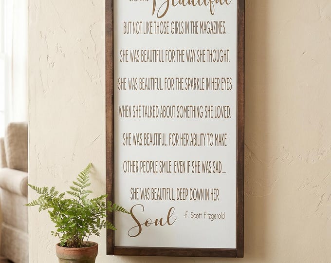 F. Scott Fitzgerald Quote Sign: Laser Engraved Home Decor