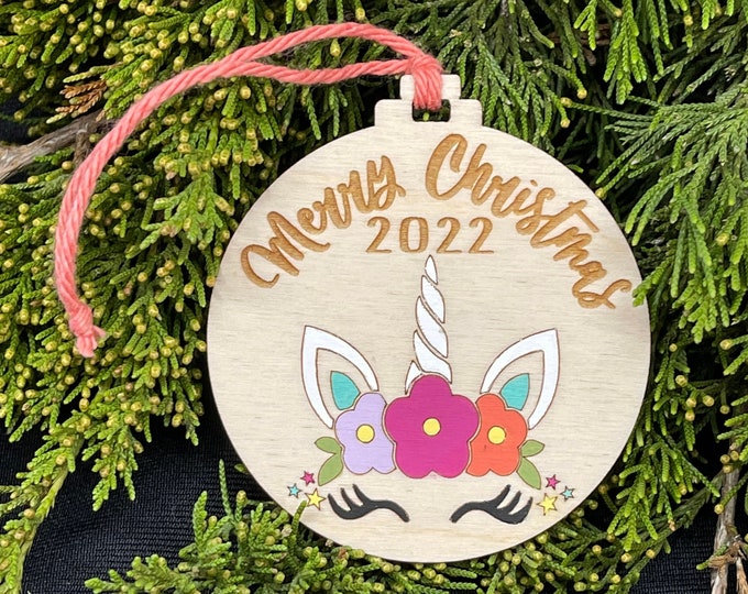Unicorn hand painted ornament  // kids ornaments // Christmas 2024