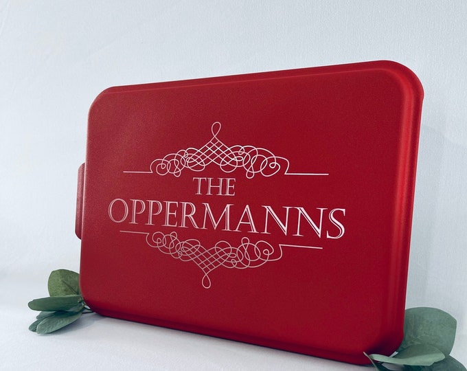 9x13 metal casserole pan with personalized lid