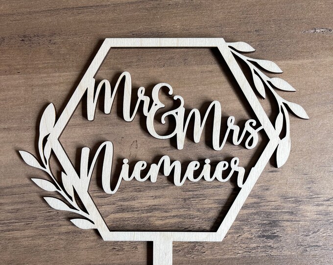 Personalized wedding cake topper// anniversary cake topper// custom designed cake topper// last name topper // Art Deco design