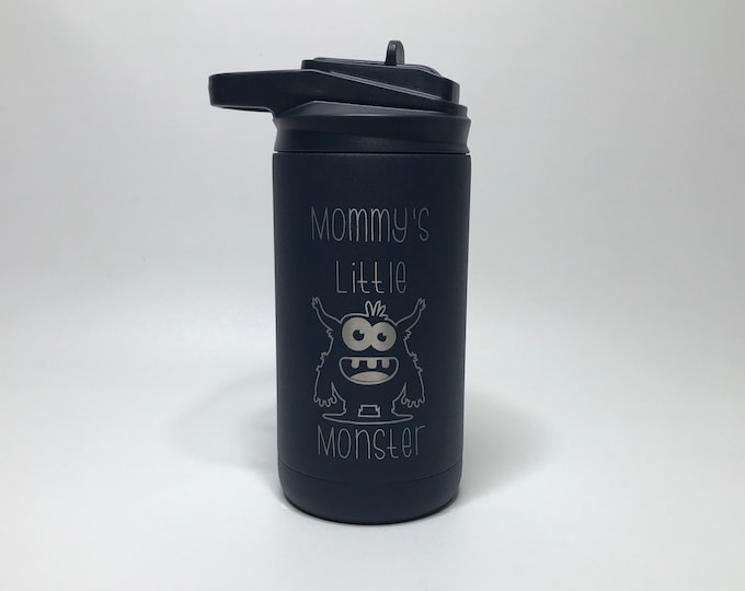 Custom 12 oz  stainless steel cup with lid and straw// personalized // Kids sippy cup // Mommy’s little monster