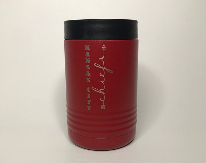 12oz insulated metal can cooler// Kansas City chiefs // outdoor drink wear// tailgate