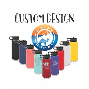 Custom water bottle // 32 oz water bottles // business logo // employee gifts // travel container //  bottle with lid // personalized