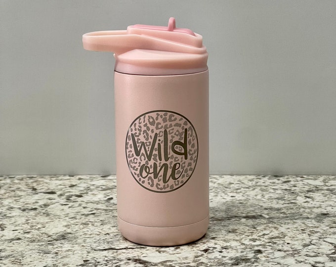 Custom 12 oz  cup with lid and straw//personalized // wild one / cheetah print // toddlers cup // kids cup