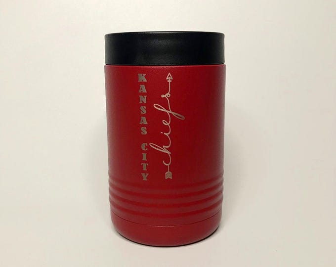 12oz insulated metal can cooler// Kansas City chiefs // outdoor drink wear// tailgate