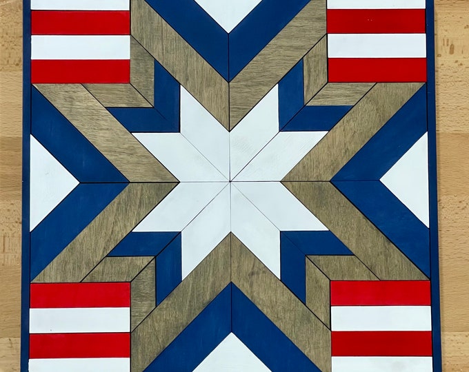 Wood quilt block || Americana || star || wall decor