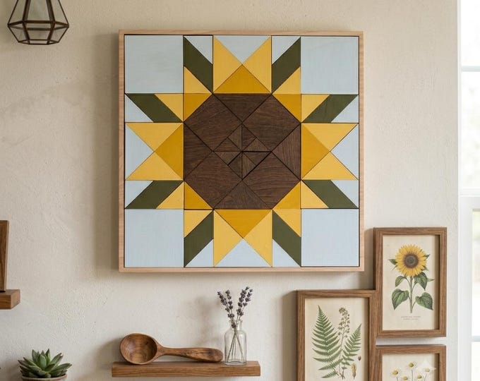 Wood quilt block || Americana || sunflower || wall decor