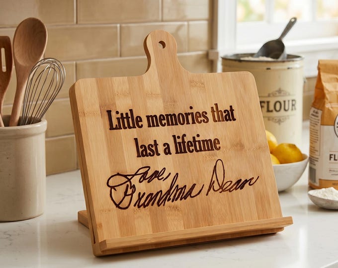 Custom bamboo cookbook stand