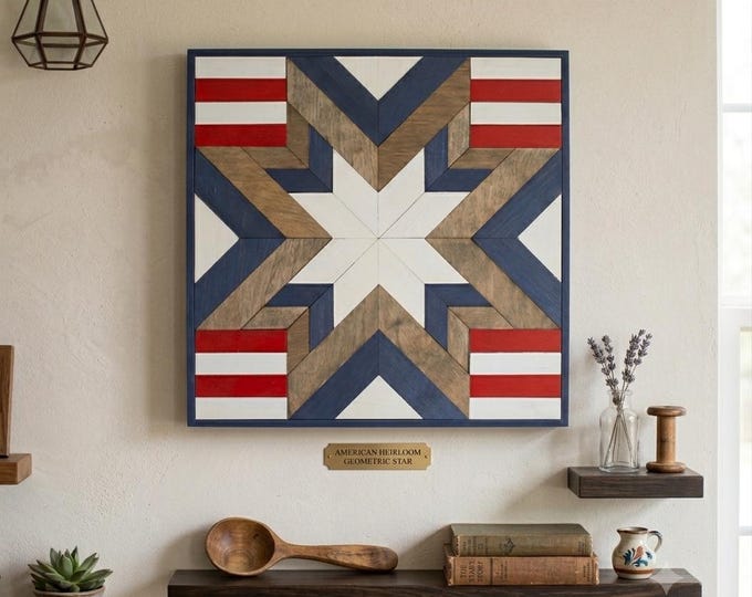 Wood quilt block || Americana || star || wall decor