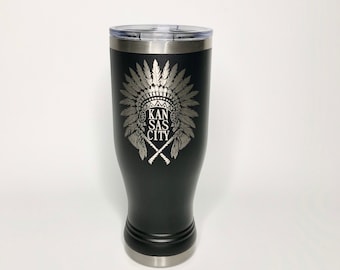 Custom Laser Engraved Kansas City Chiefs Pilsner Tumbler - 20 oz