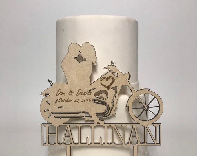 Personalized motorcycle wedding cake topper// anniversary cake topper// custom designed cake topper//