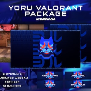 YORU - Valorant Twitch Package  | Animated Twitch Streamer Graphics | Overlay, Panels, Scenes, Banner