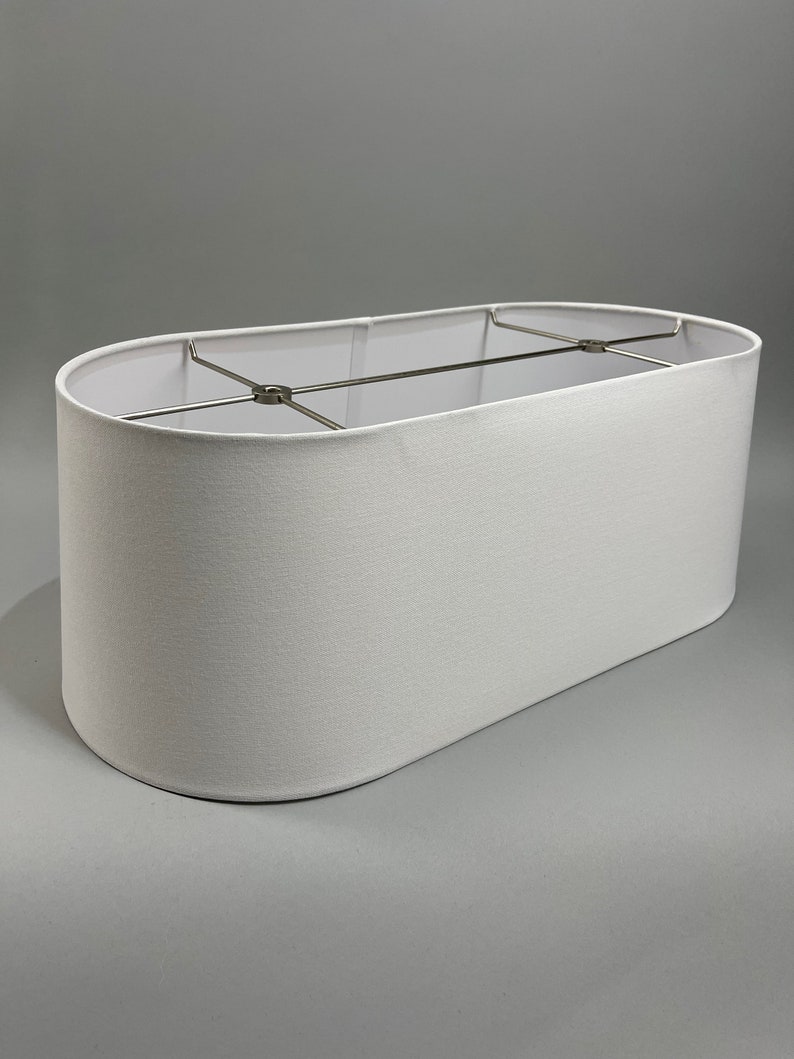 Double Harp/ Spider Assembly White Fabric Oval Lamp Shade Etsy