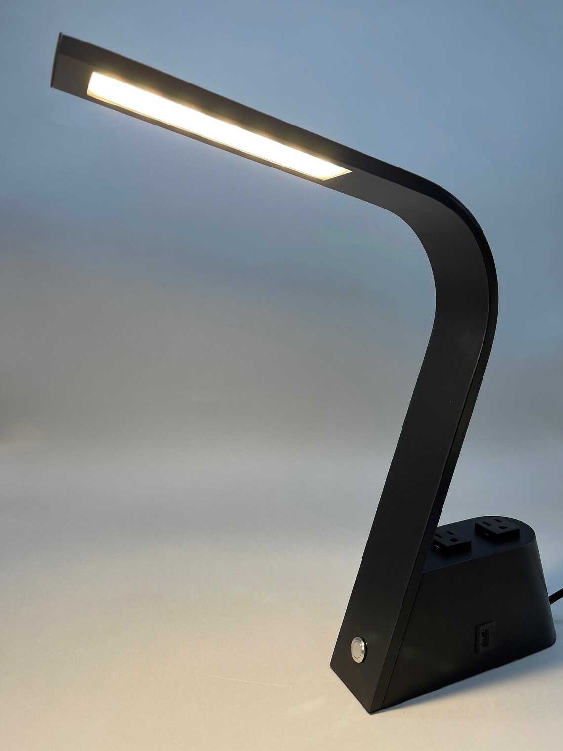 Modern LED Desk Lamp w/USB & Outlet black sleek design table Etsy