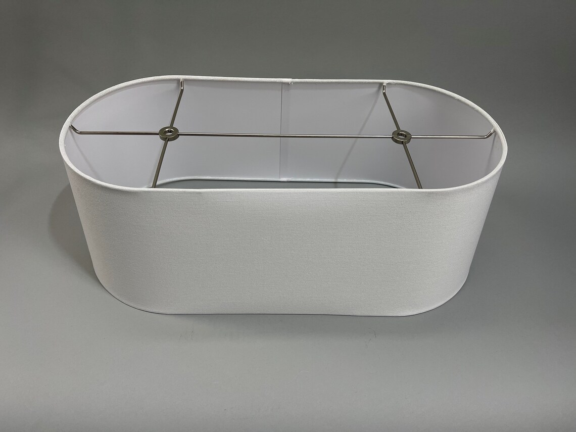 Double Harp/ Spider Assembly White Fabric Oval Lamp Shade Etsy