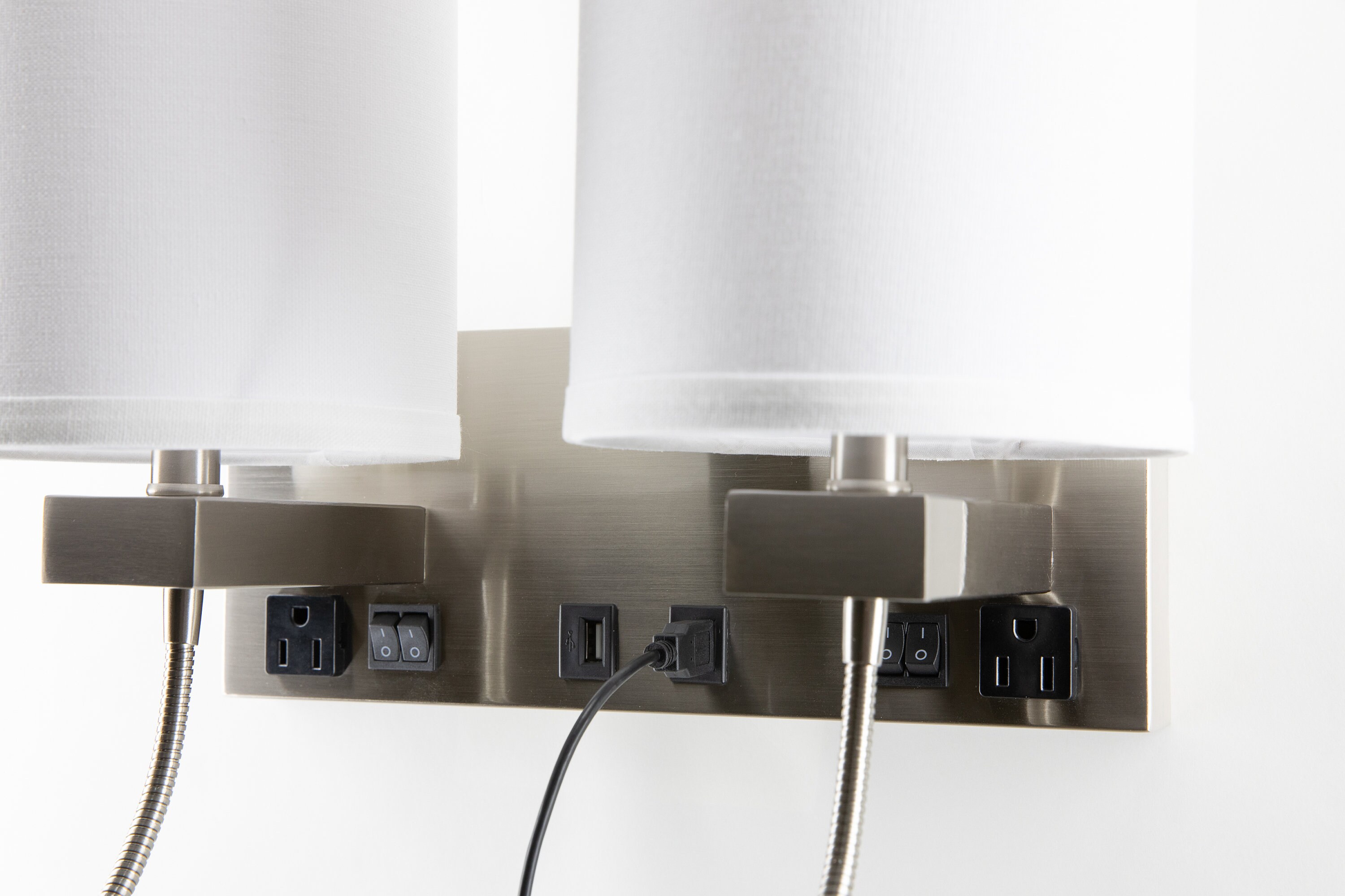 Double Wall Lamp with LED Reading Light USB And Outlets Etsy