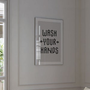 Wash Your Hands Art Print | Bistro Style Wall Art | Hexagon Tile Typography | Penny Tile Words