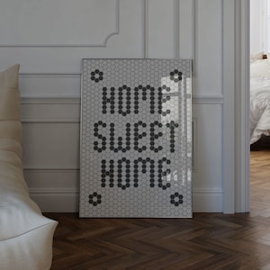 Home Sweet Home Art Print | Bistro Style Wall Art | Hexagon Tile Typography | Penny Tile Words
