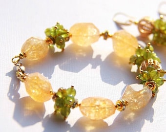 Citrine Peridot Bracelet November Birthstone Sparkle Citrine Jewelry Gold Filled Crystal Gemstone Bracelet Delicate Jewelry Gift for her