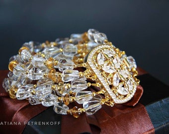Rock Crystal Citrine Bracelet, Gemstone bracelet, November Birthstone, Sparkl Jewelry, Wedding Jewelry, Gift for her, Bridal jewelry