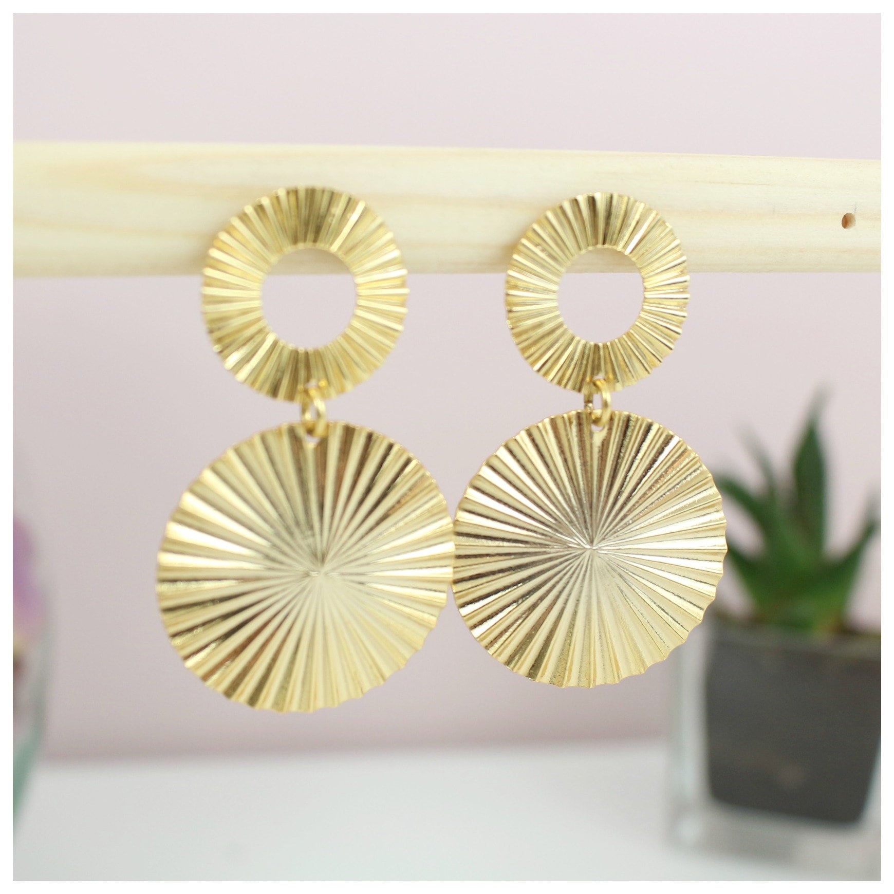 Round Earrings Gilded With 24 Carat Fine Gold Etsy UK